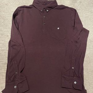 Todd Snyder Long Sleeve Slub Polo Dark Purple